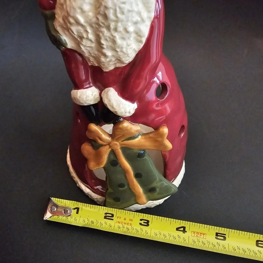Vintage Santa Claus With Gift Tea Light Christmas Candle Holder Votive